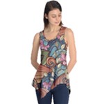 Multicolored Flower Decor Flowers Patterns Leaves Colorful Sleeveless Tunic