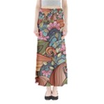 Multicolored Flower Decor Flowers Patterns Leaves Colorful Full Length Maxi Skirt