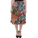 Multicolored Flower Decor Flowers Patterns Leaves Colorful Classic Midi Skirt