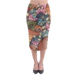 Multicolored Flower Decor Flowers Patterns Leaves Colorful Midi Pencil Skirt