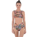 Multicolored Flower Decor Flowers Patterns Leaves Colorful Bandaged Up Bikini Set 