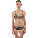 Multicolored Flower Decor Flowers Patterns Leaves Colorful Wrap Around Bikini Set