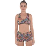 Multicolored Flower Decor Flowers Patterns Leaves Colorful Racerback Boyleg Bikini Set