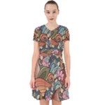 Multicolored Flower Decor Flowers Patterns Leaves Colorful Adorable in Chiffon Dress