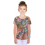 Multicolored Flower Decor Flowers Patterns Leaves Colorful Kids  One Piece Tee
