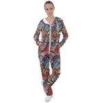 Multicolored Flower Decor Flowers Patterns Leaves Colorful Women s Tracksuit