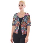 Multicolored Flower Decor Flowers Patterns Leaves Colorful Cropped Button Cardigan