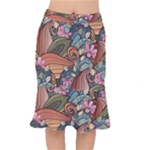 Multicolored Flower Decor Flowers Patterns Leaves Colorful Short Mermaid Skirt