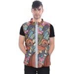 Multicolored Flower Decor Flowers Patterns Leaves Colorful Men s Puffer Vest