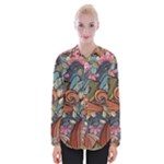 Multicolored Flower Decor Flowers Patterns Leaves Colorful Womens Long Sleeve Shirt