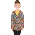 Multicolored Flower Decor Flowers Patterns Leaves Colorful Kids  Double Breasted Button Coat