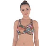 Multicolored Flower Decor Flowers Patterns Leaves Colorful Cross String Back Sports Bra