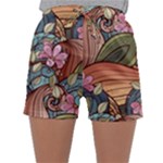 Multicolored Flower Decor Flowers Patterns Leaves Colorful Sleepwear Shorts