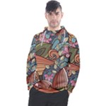 Multicolored Flower Decor Flowers Patterns Leaves Colorful Men s Pullover Hoodie