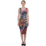 Multicolored Flower Decor Flowers Patterns Leaves Colorful Sleeveless Pencil Dress