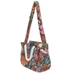 Multicolored Flower Decor Flowers Patterns Leaves Colorful Rope Handles Shoulder Strap Bag