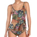 Multicolored Flower Decor Flowers Patterns Leaves Colorful Tankini Set