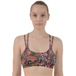 Multicolored Flower Decor Flowers Patterns Leaves Colorful Line Them Up Sports Bra