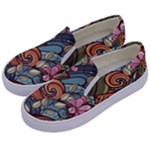 Multicolored Flower Decor Flowers Patterns Leaves Colorful Kids  Canvas Slip Ons