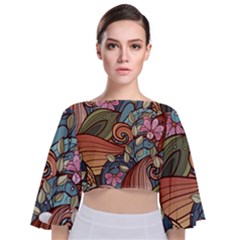 Tie Back Butterfly Sleeve Chiffon Top 