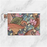 Multicolored Flower Decor Flowers Patterns Leaves Colorful Canvas Cosmetic Bag (Medium)