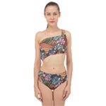 Multicolored Flower Decor Flowers Patterns Leaves Colorful Spliced Up Two Piece Swimsuit