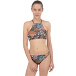 Multicolored Flower Decor Flowers Patterns Leaves Colorful Racer Front Bikini Set