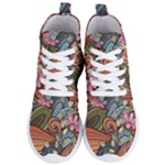 Multicolored Flower Decor Flowers Patterns Leaves Colorful Women s Lightweight High Top Sneakers