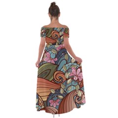 Off Shoulder Open Front Chiffon Dress 