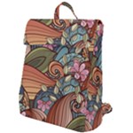 Multicolored Flower Decor Flowers Patterns Leaves Colorful Flap Top Backpack