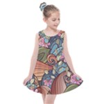 Multicolored Flower Decor Flowers Patterns Leaves Colorful Kids  Summer Dress