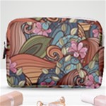 Multicolored Flower Decor Flowers Patterns Leaves Colorful Make Up Pouch (Medium)