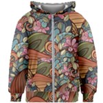 Multicolored Flower Decor Flowers Patterns Leaves Colorful Kids  Zipper Hoodie Without Drawstring