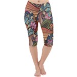 Multicolored Flower Decor Flowers Patterns Leaves Colorful Lightweight Velour Cropped Yoga Leggings