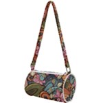 Multicolored Flower Decor Flowers Patterns Leaves Colorful Mini Cylinder Bag