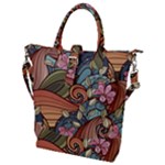 Multicolored Flower Decor Flowers Patterns Leaves Colorful Buckle Top Tote Bag