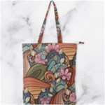 Multicolored Flower Decor Flowers Patterns Leaves Colorful Double Zip Up Tote Bag