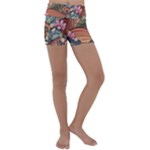 Multicolored Flower Decor Flowers Patterns Leaves Colorful Kids  Lightweight Velour Yoga Shorts