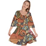 Multicolored Flower Decor Flowers Patterns Leaves Colorful Velour Kimono Dress