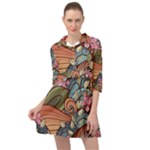 Multicolored Flower Decor Flowers Patterns Leaves Colorful Mini Skater Shirt Dress