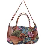 Multicolored Flower Decor Flowers Patterns Leaves Colorful Removable Strap Handbag