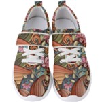 Multicolored Flower Decor Flowers Patterns Leaves Colorful Men s Velcro Strap Shoes