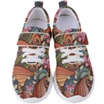 Multicolored Flower Decor Flowers Patterns Leaves Colorful Women s Velcro Strap Shoes