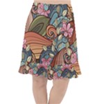 Multicolored Flower Decor Flowers Patterns Leaves Colorful Fishtail Chiffon Skirt