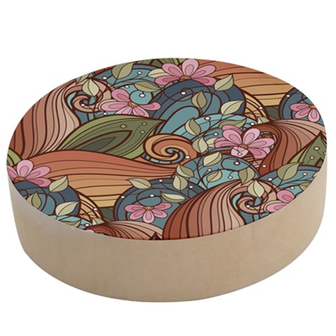 Multicolored Flower Decor Flowers Patterns Leaves Colorful Wooden Bottle Opener (Round) from ArtsNow.com