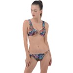 Multicolored Flower Decor Flowers Patterns Leaves Colorful Ring Detail Crop Bikini Set