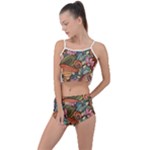 Multicolored Flower Decor Flowers Patterns Leaves Colorful Summer Cropped Co-Ord Set