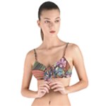 Multicolored Flower Decor Flowers Patterns Leaves Colorful Tie Up Cut Bikini Top