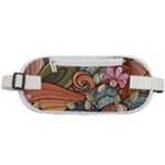 Multicolored Flower Decor Flowers Patterns Leaves Colorful Rounded Waist Pouch