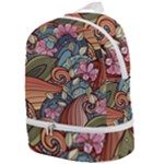 Multicolored Flower Decor Flowers Patterns Leaves Colorful Zip Bottom Backpack